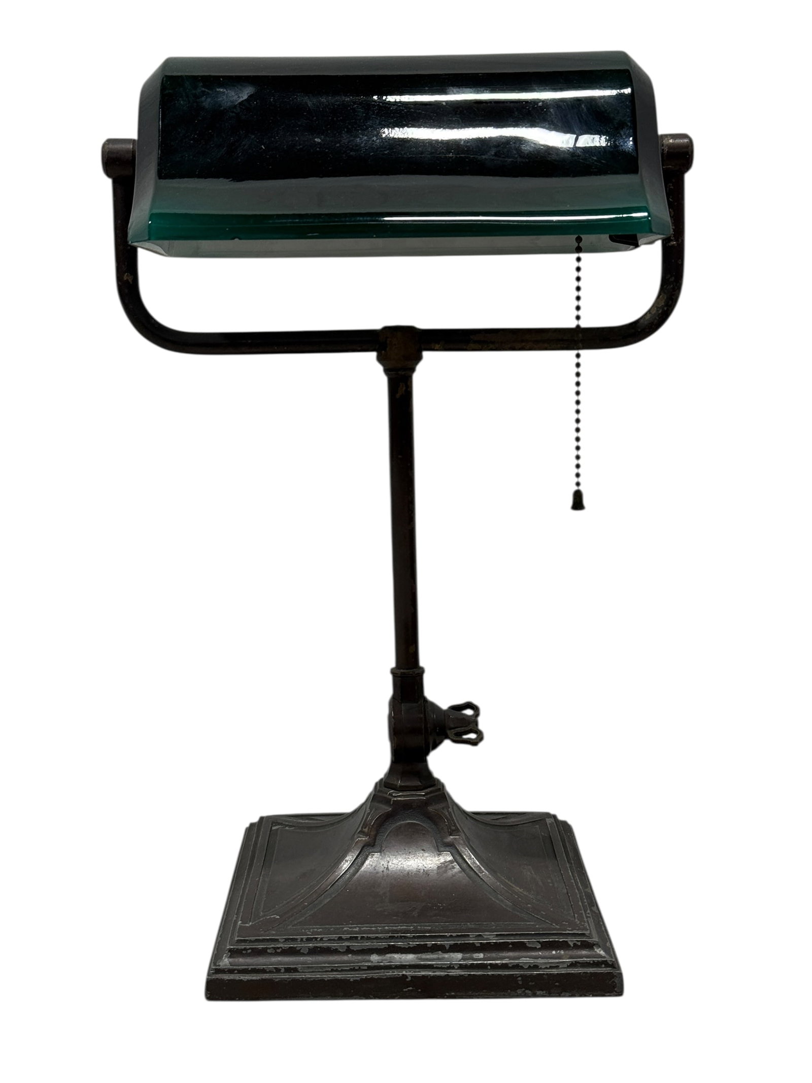 Antique S. Robert Schwartz & Bro Greenalite Bankers Lamp: Antique S. Robert Schwartz & Bro Greenalite Bankers Lamp. Measures 15.75" H x 10" W x 7" D.