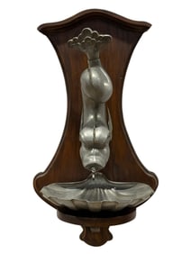 Cir 1900 French Wall Hanging Pewter Dolphin Design Lavabo