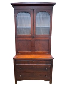 Antique Walnut 3 Drawer Drop Front Secretary Bookcase