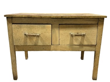 Primitive Painted 2 Drawer Bakers Table