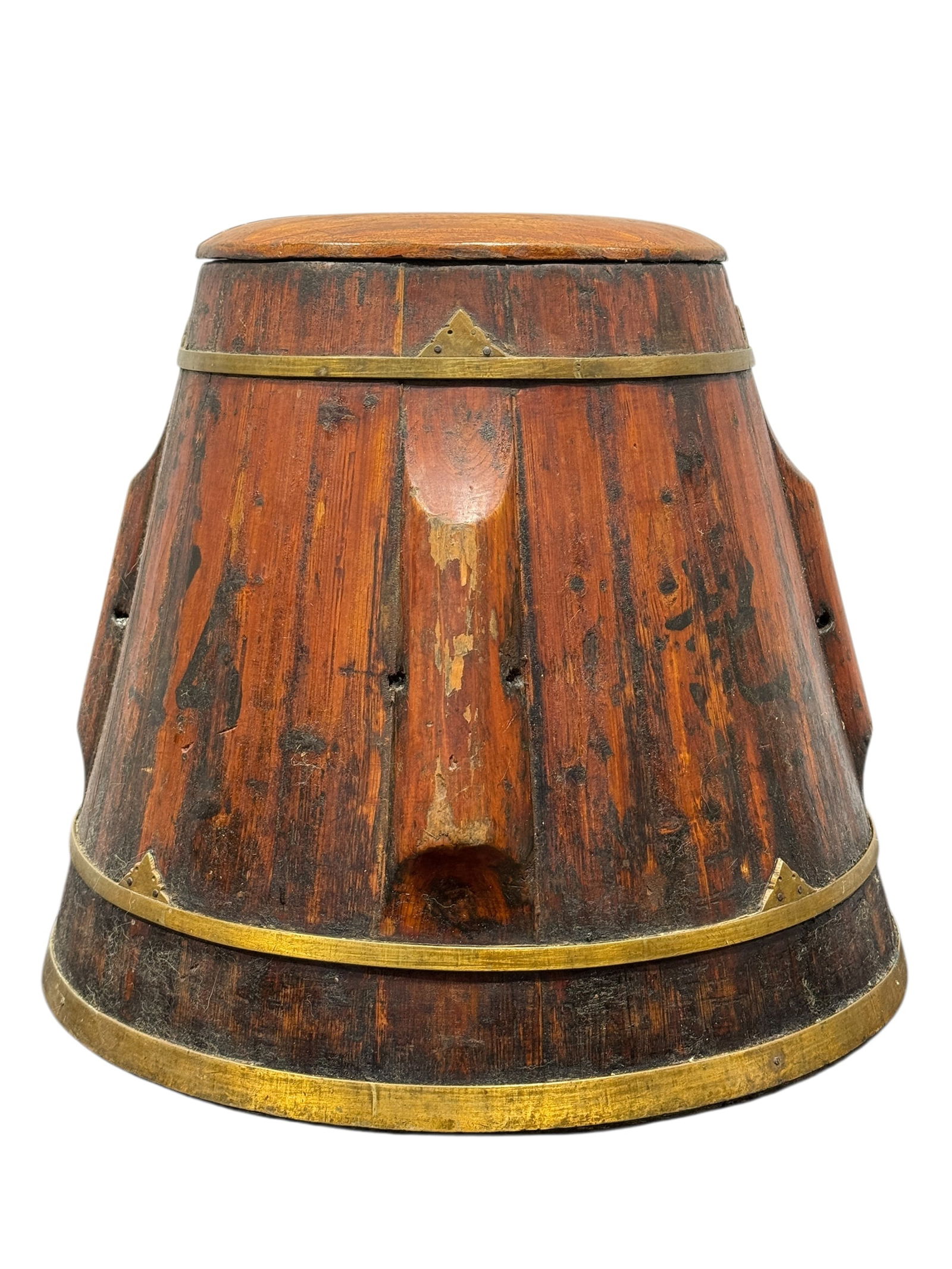 Antique Lidded Chinese Shanxi Grain Bucket: Antique Lidded Chinese Shanxi Grain Bucket. Measures 16" H x 19" Diameter.