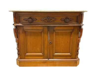 Antique Eastlake Marble Top Cabinet