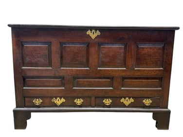 18th C. English Oak Mule Chest w/ 2 Drawers