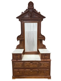 Antique Eastlake Marble Top Dresser w/ Mirror