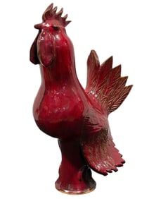 Signed Claude Miller Pottery Red Rooster