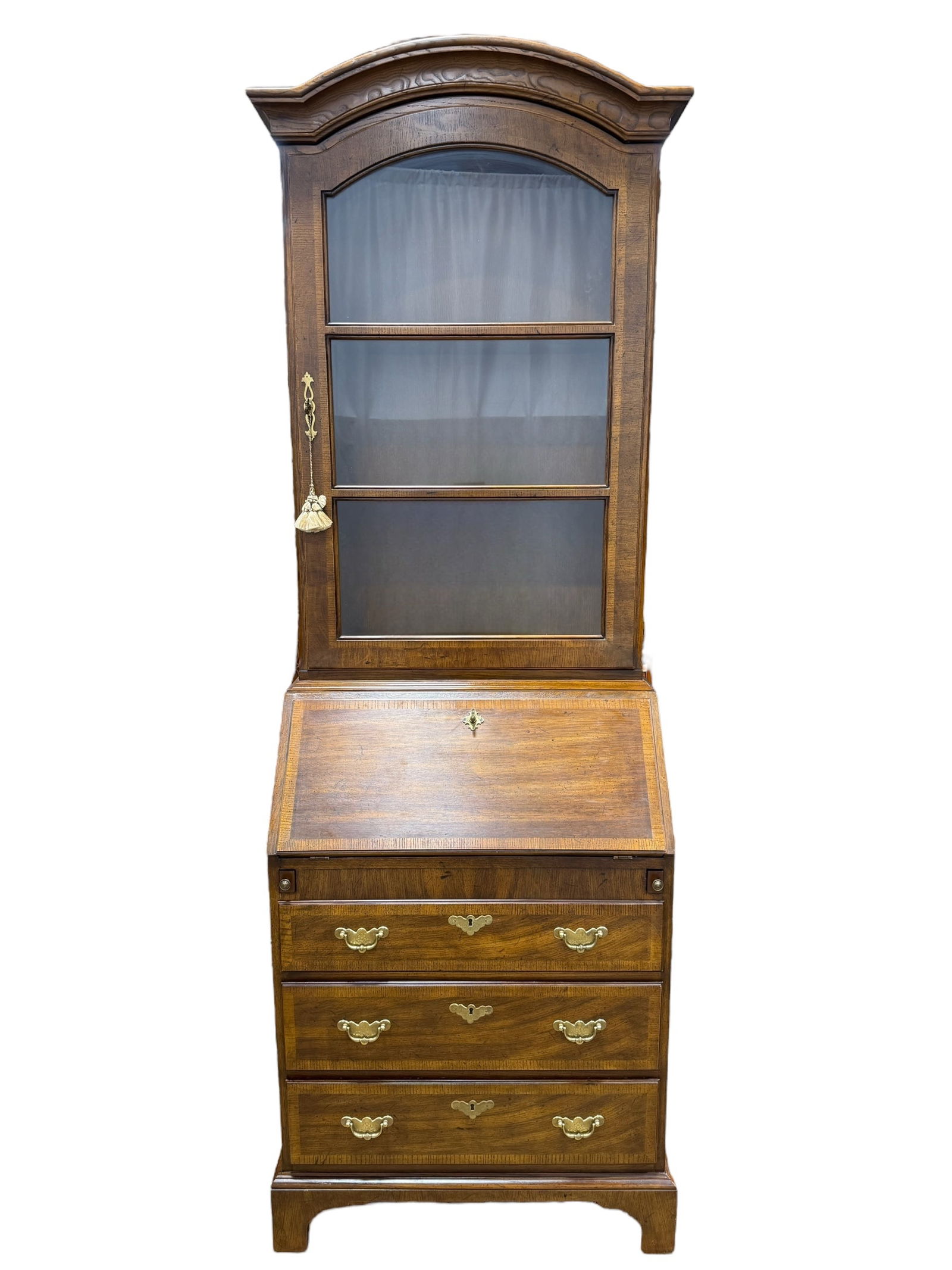 Henredon's 18th C. Portfolio Inlaid Mahogany Secretary: Henredon's 18th C. Portfolio Inlaid Mahogany Secretary. Henredon label inside top drawer. Measures 79.75" H x 28" W x 18.5" D.