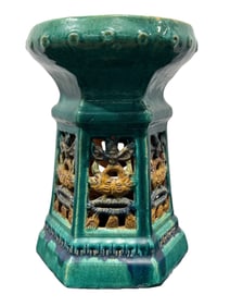 1920s Italian Glazed Terracotta Art Deco Garden Stool