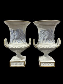 Pair of Capodimonte Cherub Urn Vases