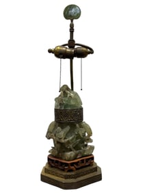 1920s Chinese Quartz Lamp w/ Jade Finial