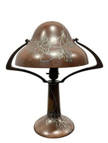 Antique Art Deco Heintz Bronze Sterling Silver Overlay Lamp