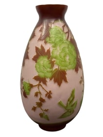 Large Signed Galle Cameo Art Glass Vase