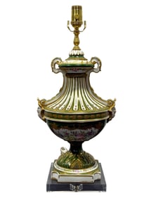 Signed 19th C. Sevres Porcelain Urn Base Lamp