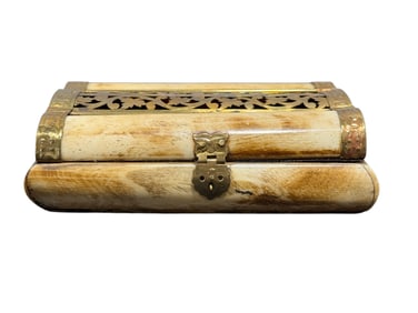 Vintage Bone & Brass Trinket Box