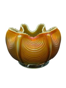 RARE Northwood Drapery Aqua Opalean Glass Rose Bowl