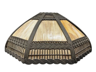 RARE Basket Weave Slag Glass Shade