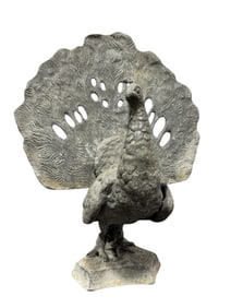 Large 2Pc Lead Garden Peacock