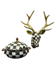 Mackenzie Childs Deer Head & Enamel Pot