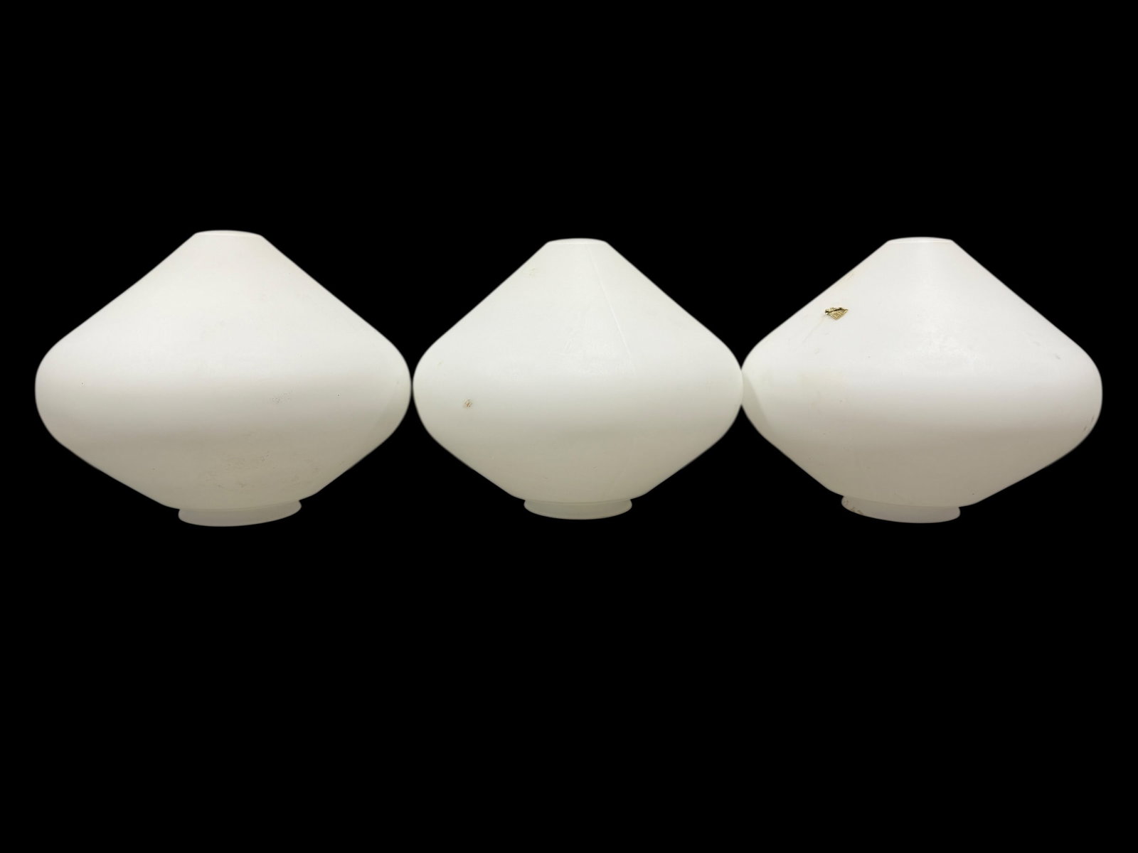 Group of 3 Large MCM New-Old Stock Italian Lamp Globes: Group of 3 Large MCM New-Old Stock Italian Lamp Globes. Has Made in Italy sticker. Each measures 9.75" H x 11.5" Diameter.