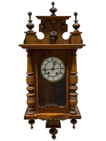 Antique German Carved Wood Wall Clock