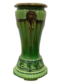 Early 20th C. Green Ceramic Plant Stant