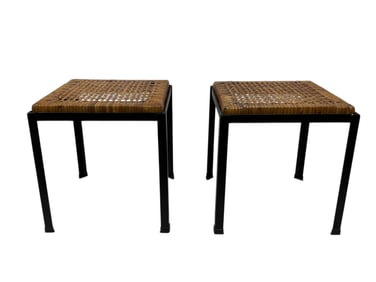 MCM Danny Ho Fong Iron & Caned Wicker Stools