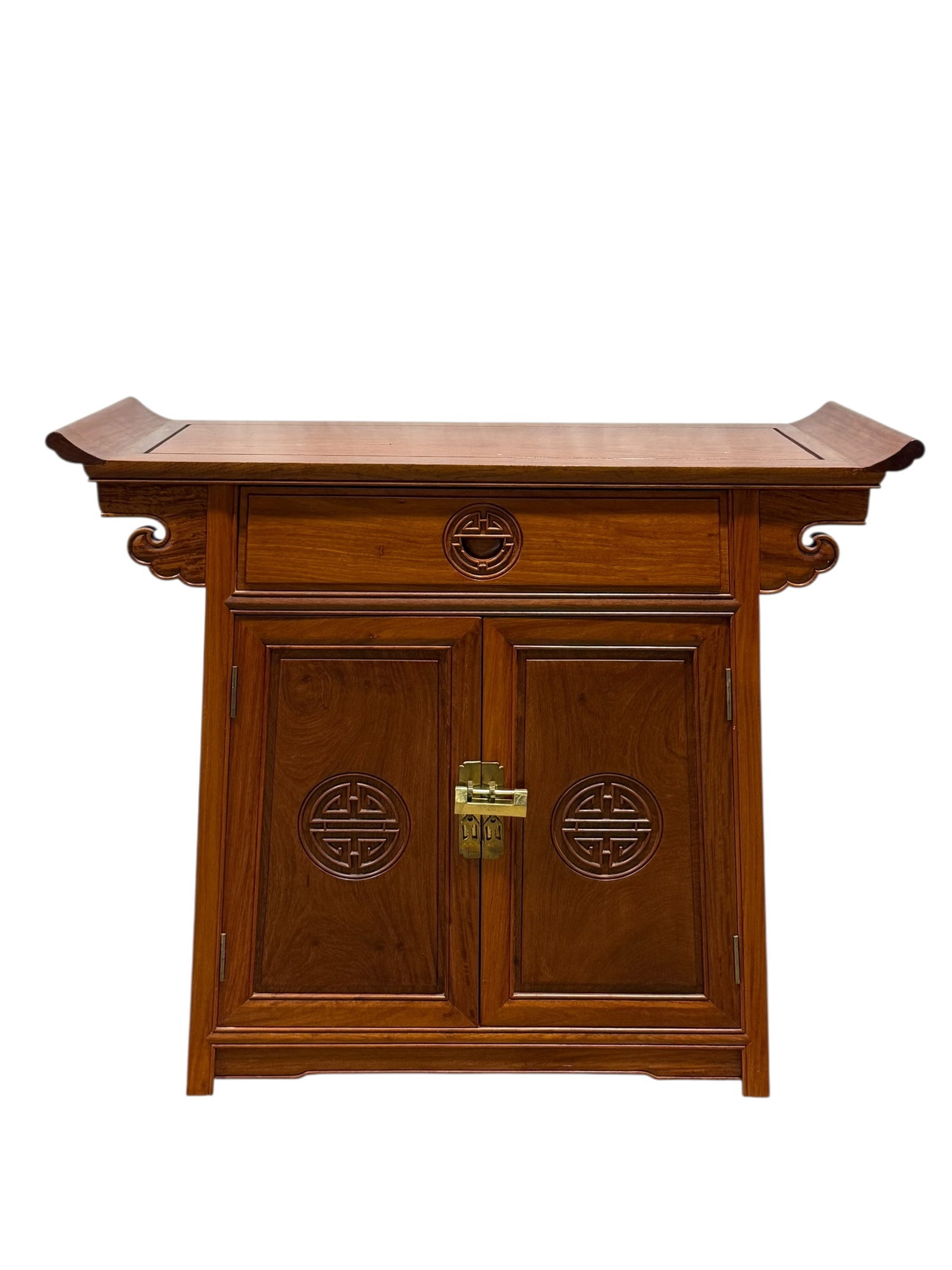 1970s Chinese Rosewood Ming Alter Cabinet: 1970s Chinese Rosewood Ming Alter Cabinet. Measures 33.5" H x 39.25" W x 16" D.