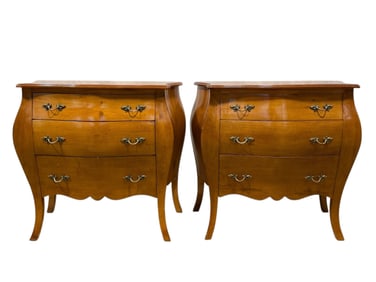Pair of French Bombe Style 3 Drawer Chest