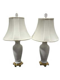 Pair of Reticulated Pierced Table Lamps