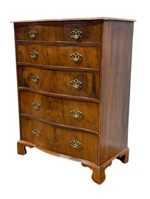 George III Style English Flame Mahogany 5 Drawer Chest