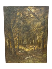 Lucien Whiting Powell "Gathering in The Forest" Canvas Painting