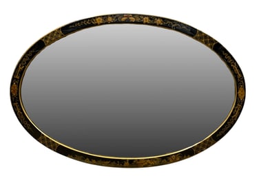 1920s Oval Chinoiserie Wall Mirror