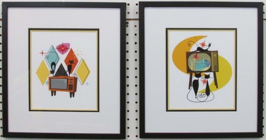 Sets of 2 Cats on TV Prints