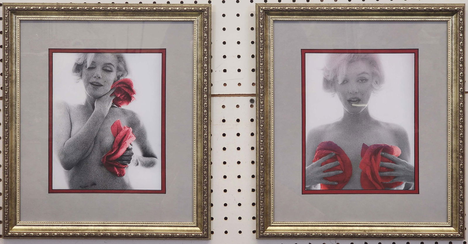 Set of 2 Marilyn Monroe Roses Prints by Bert Stern: Set of 2 Marilyn Monroe Roses Prints by Bert Stern. Measures 17" x 15".