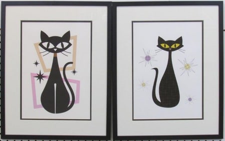 Set of 2 MCM Cats Prints
