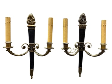 Pair of Brass Regency Style Wall Sconces
