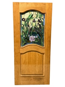 American Oak Leaded Glass Door