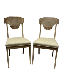 Pair of 19th C. Bleached Biedermeier Side Chairs