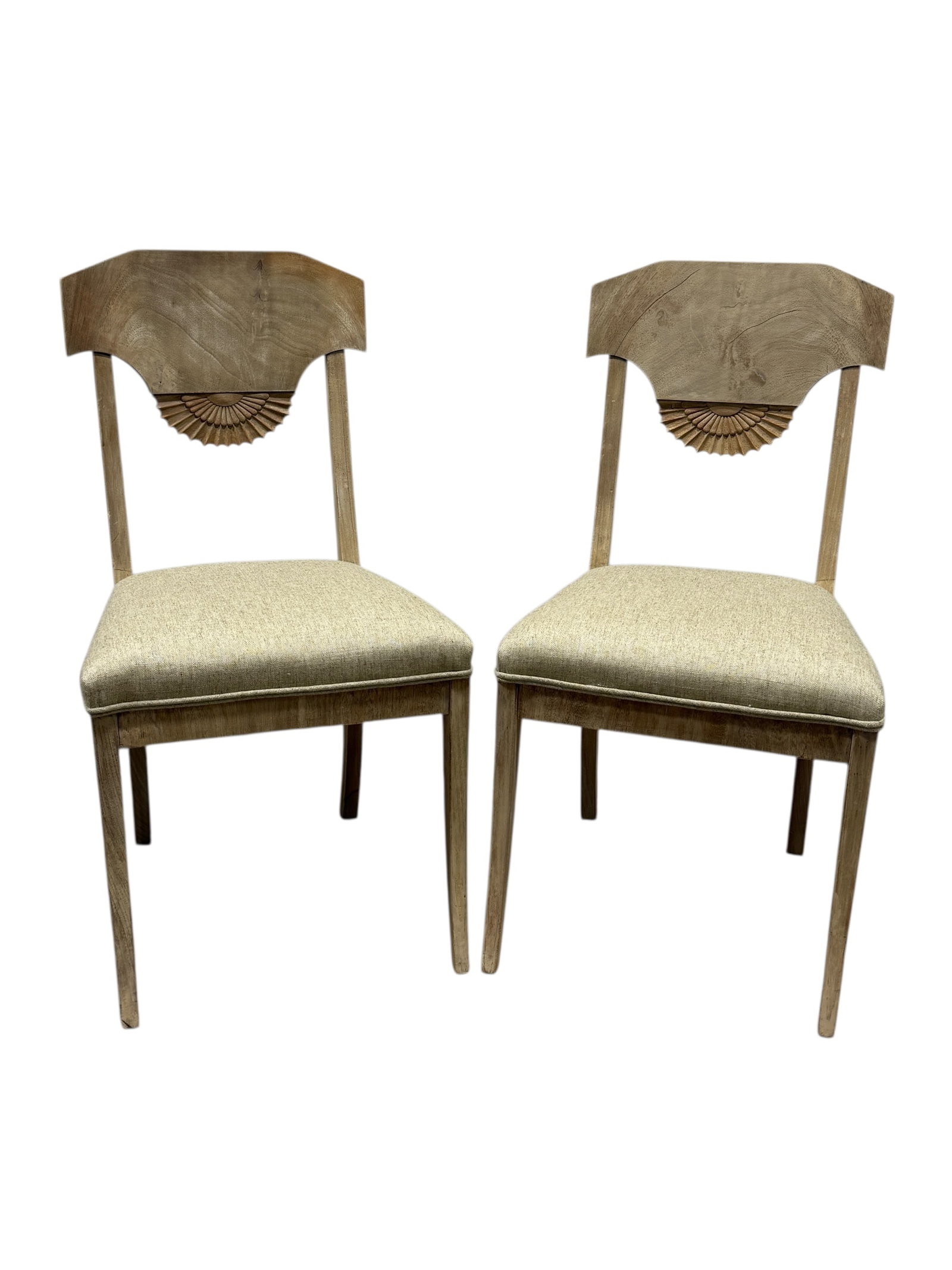 Pair of 19th C. Bleached Biedermeier Side Chairs: Pair of 19th C. Bleached Biedermeier Side Chairs. Measures 33.5" H and seat height measures 18" H.