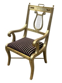 Maitland Smith Neoclassical Style Harp Back Arm Chair