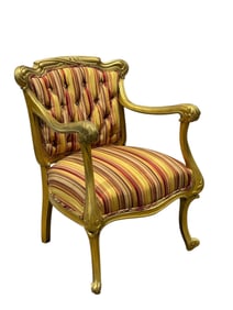 Circa 1900s Art Nouveau Giltwood Arm Chair