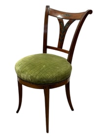 19th C. French Regency Classical Brass Inlay Side Chair