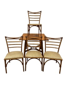 Rattan Heywood Wakefield Table & 4 Chairs