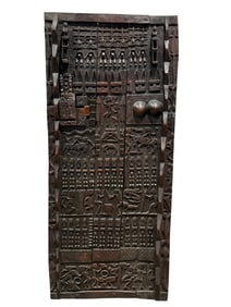 19th C. Carved African Dogon Granary Wood Panel