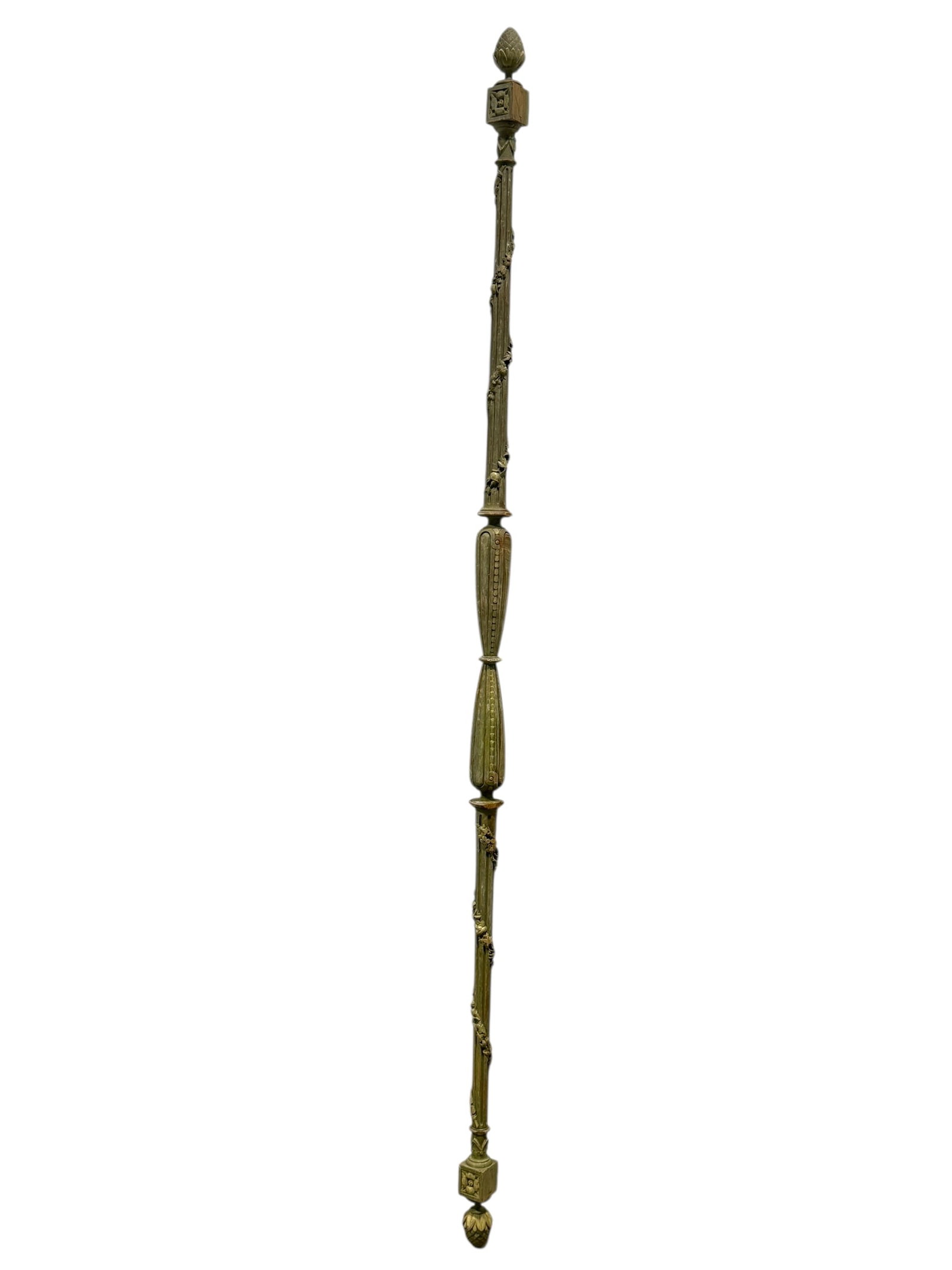 Antique French Carved Tapestry/Curtain Rod: Antique French Carved Tapestry/Curtain Rod. Painted Green. Measures 86" Long.
