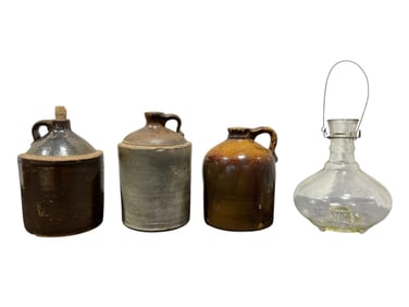 Group of 3 Pottery Jugs & 1 Fly Trap
