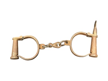 Pair of 19th C. American Iron Handcuffs w/ Key