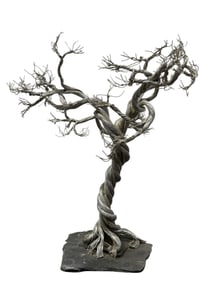 Large Mid Century Metal Wire Tree on Stone Base
