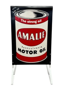RARE 1950s Amalie Motor Oil Double Sided Curb Sign