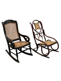 2 Antique American Cane Child Rockers