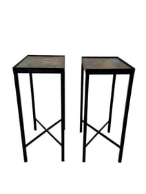 2 Painted Wood Top Iron Tables